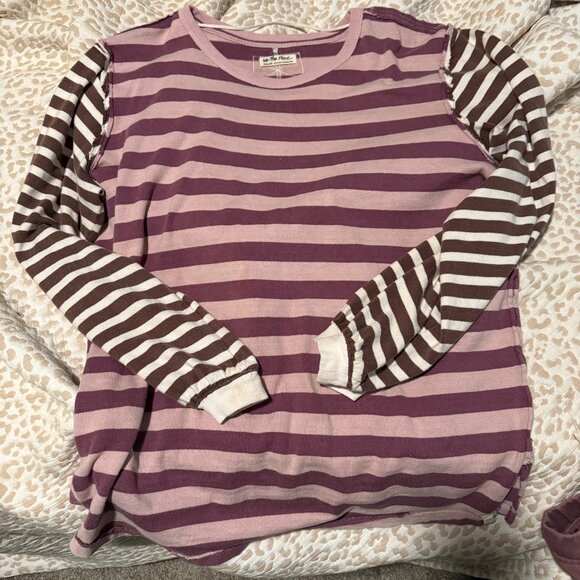 Free People We The Free Sawyer Stripe Tee Tunic Top Printed Pullover XL - Picture 2 of 3